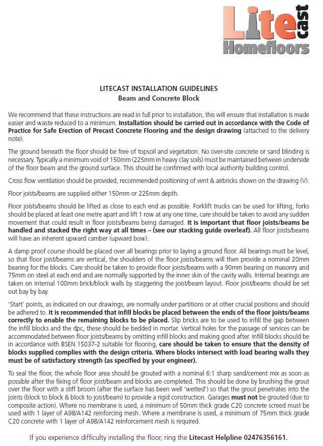 Beam & Block Installation Guideline