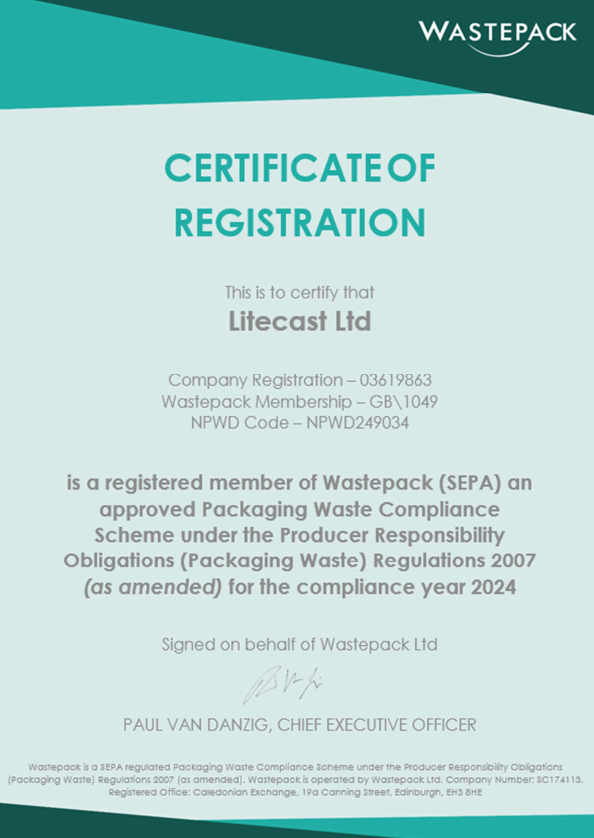 Wastepack Certificate of Registration