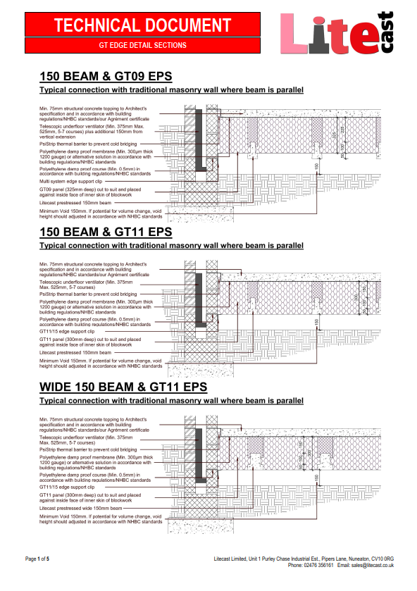 Litecast GT Edge Detail Sections